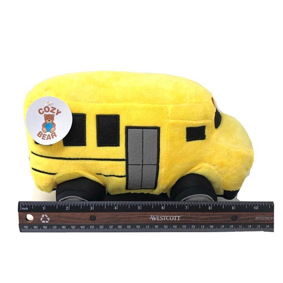 Set of 3 School Bus, Cement Truck & Garbage Truck Soft Plush Toy 10” - Picture 9 of 9